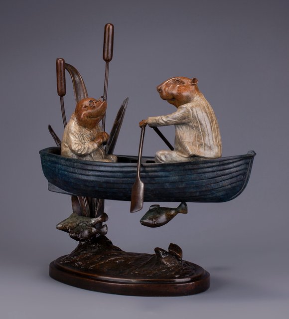 Messing About in Boats bronze sculpture